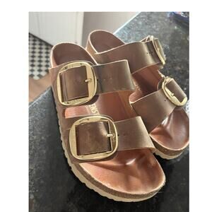 HOT Birkenstock Women's Arizona Oiled Leather Big Buckle Hardware Sandals 10